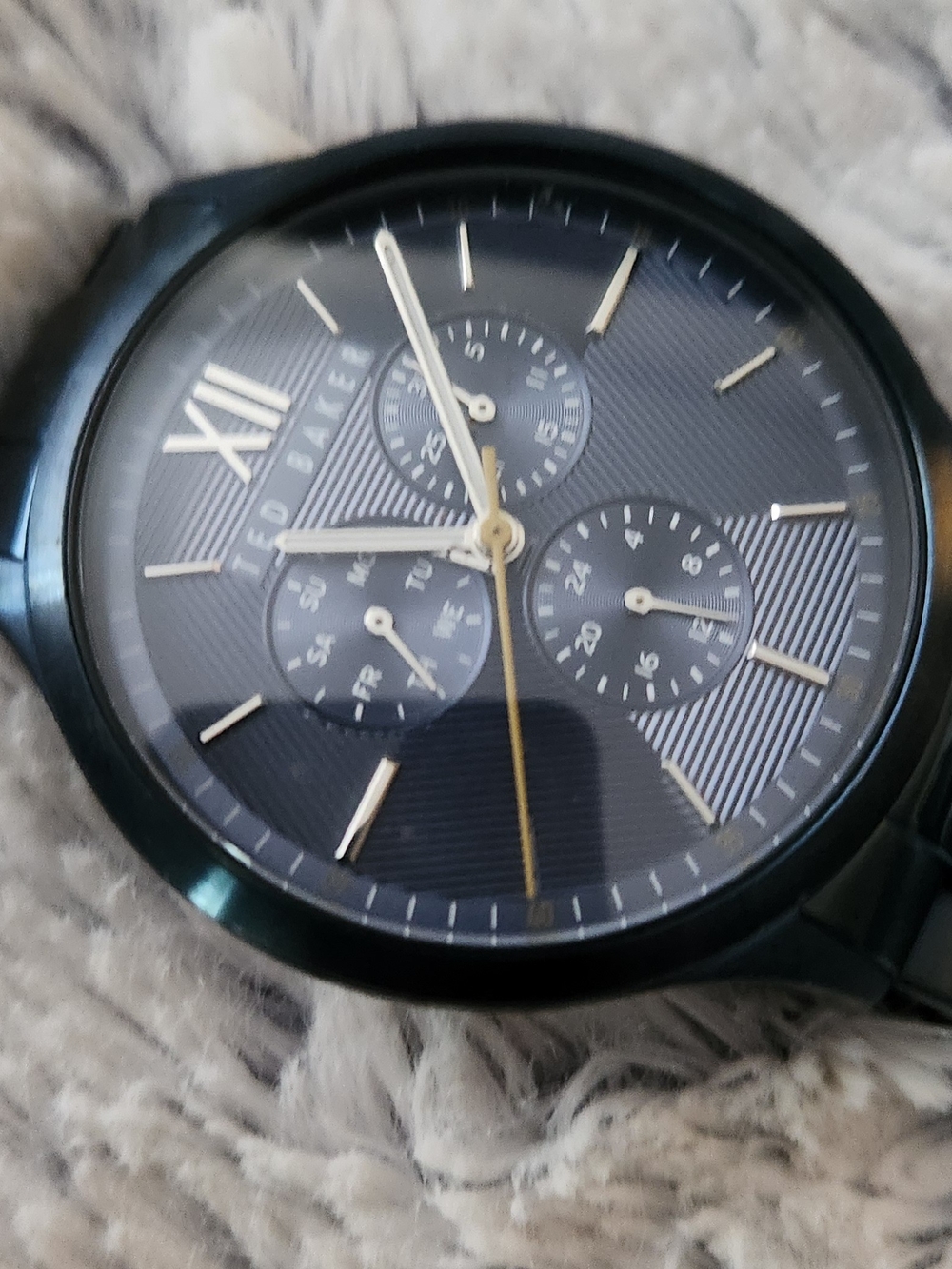 Ted Baker Dark Blue Multi-Function Watch with Gold Accents